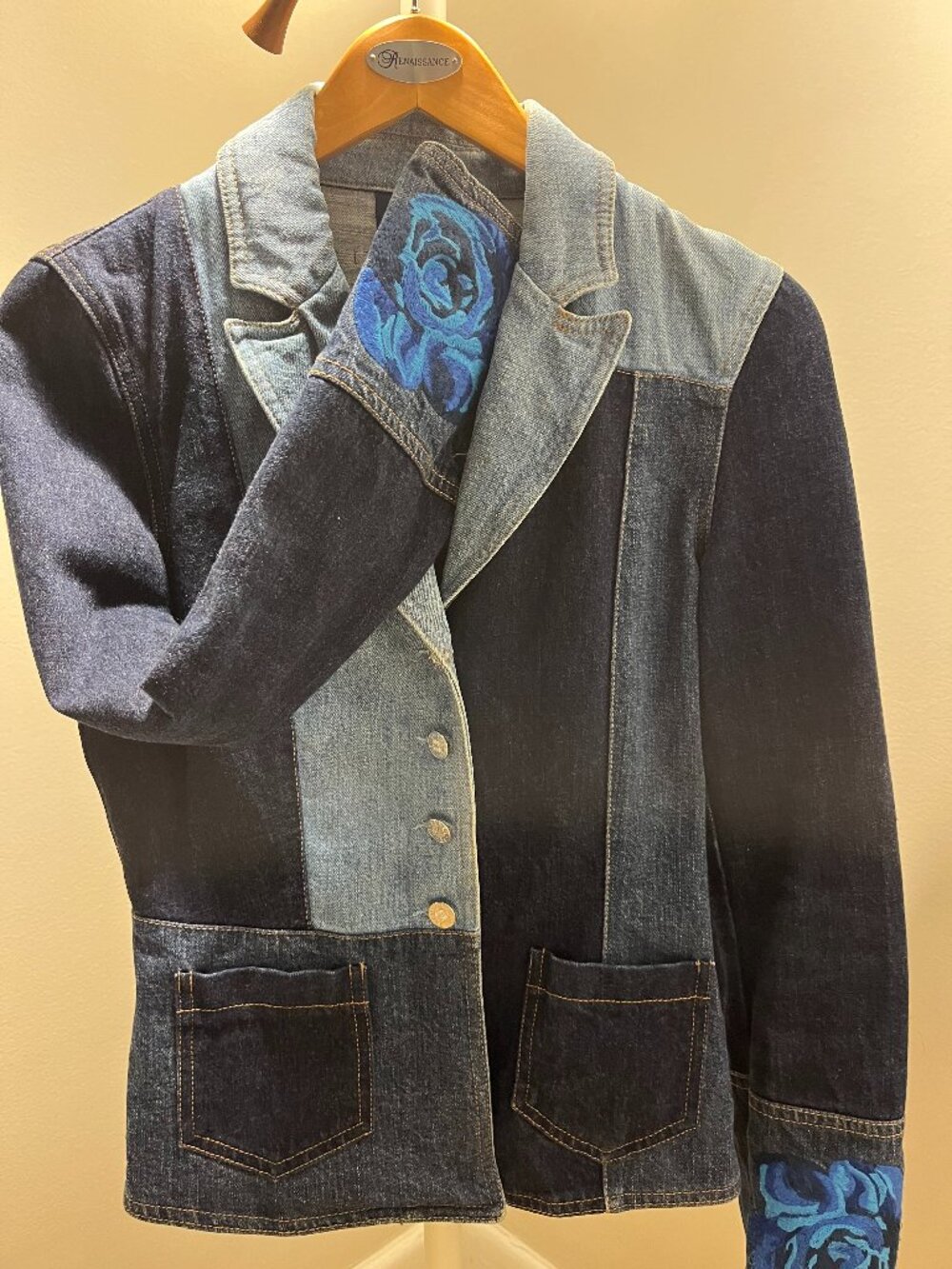 Vintage Kenzo Jeans denim jacket with embroidered wide cuffs